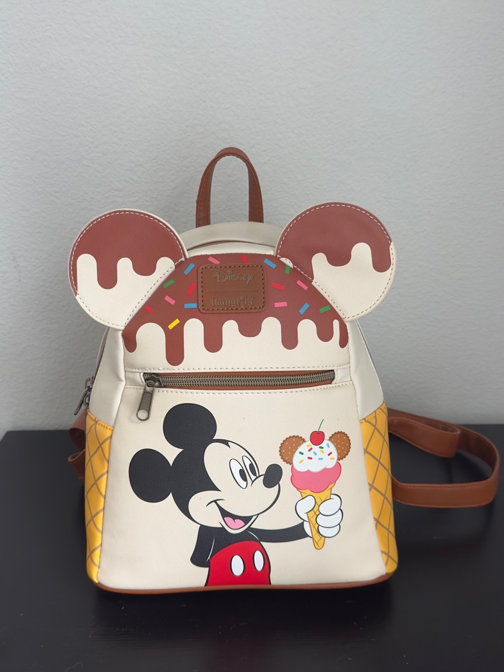Loungefly Mickey Ice Cream Mini Backpack - Cream, Brown & Yellow